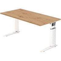 UNDA 16 W | Schreibtisch - 160 x 80 höhenverstellbar Asteiche/Silber
