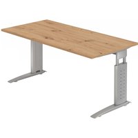 UNDA 16 S | Schreibtisch - 160 x 80 höhenverstellbar Asteiche/Silber