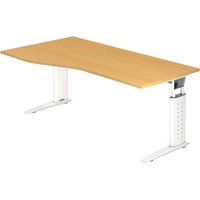 UNDA 18 W | Schreibtisch - 180 x 100 höhenverstellbar Buche/Weiß