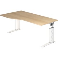 UNDA 18 W | Schreibtisch - 180 x 100 höhenverstellbar Eiche/Weiß