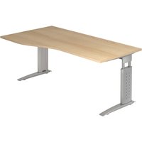UNDA 18 S | Schreibtisch - 180 x 100 Eiche/Silber höhenverstellbar