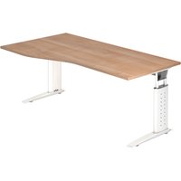UNDA 18 W | Schreibtisch - 180 x 100 höhenverstellbar Nussbaum/Weiß