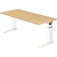 UNDA 19 W | Schreibtisch - 180 x 80 höhenverstellbar Ahorn/Weiß