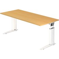 UNDA 19 W | Schreibtisch - 180 x 80 höhenverstellbar Buche/Weiß