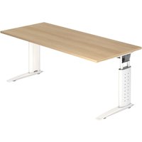 UNDA 19 W | Schreibtisch - 180 x 80 höhenverstellbar Eiche/Weiß