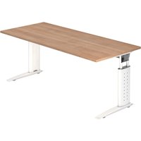 UNDA 19 W | Schreibtisch - 180 x 80 höhenverstellbar Nussbaum/Weiß