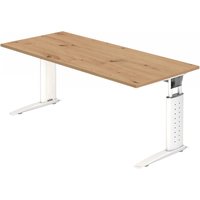 UNDA 19 W | Schreibtisch - 180 x 80 höhenverstellbar Asteiche/Silber