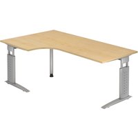 UNDA 82 S | Schreibtisch - 200 x 120 Ahorn/Silber höhenverstellbar