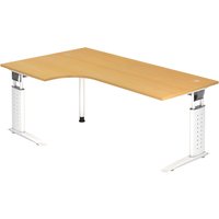 UNDA 82 W | Schreibtisch - 200 x 120 höhenverstellbar Buche/Weiß