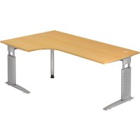 UNDA 82 S | Schreibtisch - 200 x 120 Buche/Silber höhenverstellbar