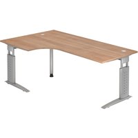 UNDA 82 S | Schreibtisch - 200 x 120 Nussbaum/Silber höhenverstellbar