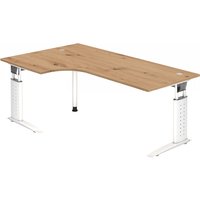 UNDA 82 W | Schreibtisch - 200 x 120 höhenverstellbar Asteiche/Silber