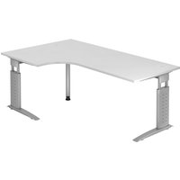 UNDA 82 S | Schreibtisch - 200 x 120 höhenverstellbar Weiß/Silber