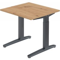 XTRA XB 8 GG | Schreibtisch - 80 x 80 höhenverstellbar Asteiche