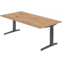 XTRA XB 2E GG | Schreibtisch - 200 x 100 höhenverstellbar Asteiche
