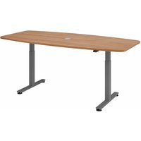 XMST 22 G | 220x103 | Schreibtisch elektrisch höhenverstellbar - Nussbaum 220 x 103 elektrisch höhenverstellbar