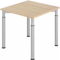 YAMA 8 S | Schreibtisch - 80 x 80 Eiche/Silber höhenverstellbar