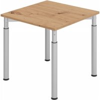 YAMA 8 S | Schreibtisch - 80 x 80 höhenverstellbar Asteiche/Silber