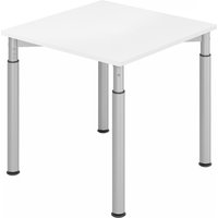 YAMA 8 S | Schreibtisch - 80 x 80 höhenverstellbar Weiß/Silber
