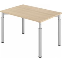 YAMA 12 S | Schreibtisch - 120 x 80 Eiche/Silber höhenverstellbar