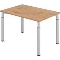 YAMA 12 S | Schreibtisch - 120 x 80 höhenverstellbar Asteiche/Silber