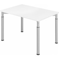 YAMA 12 S | Schreibtisch - 120 x 80 höhenverstellbar Weiß/Silber