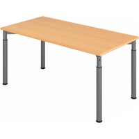 YAMA 16 G | Schreibtisch - 160 x 80 höhenverstellbar Buche/Graphit