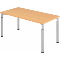 YAMA 16 S | Schreibtisch - 160 x 80 Buche/Silber höhenverstellbar