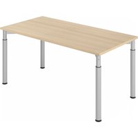 YAMA 16 S | Schreibtisch - 160 x 80 Eiche/Silber höhenverstellbar