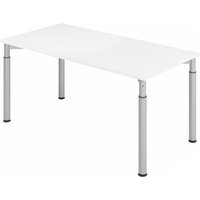 YAMA 16 S | Schreibtisch - 160 x 80 höhenverstellbar Weiß/Silber