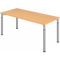 YAMA 19 S | Schreibtisch - 180 x 80 Buche/Silber höhenverstellbar