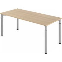 YAMA 19 S | Schreibtisch - 180 x 80 Eiche/Silber höhenverstellbar