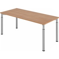 YAMA 19 S | Schreibtisch - 180 x 80 Nussbaum/Silber höhenverstellbar