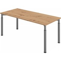 YAMA 19 G | Schreibtisch - 180 x 80 höhenverstellbar Asteiche/Graphit