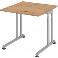 ZENO 8 S | Schreibtisch - 80 x 80 höhenverstellbar Asteiche/Silber