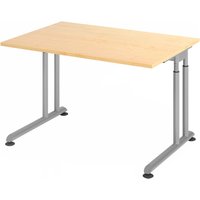 ZENO 12 S | Schreibtisch - 120 x 80 Ahorn/Silber höhenverstellbar