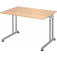 ZENO 12 S | Schreibtisch - 120 x 80 Eiche/Silber höhenverstellbar