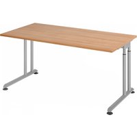 ZENO 16 S | Schreibtisch - 160 x 80 Nussbaum/Silber höhenverstellbar