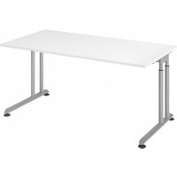 ZENO 16 S | Schreibtisch - 160 x 80 höhenverstellbar Weiß/Silber
