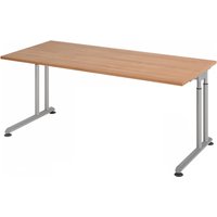 ZENO 19 S | Schreibtisch - 180 x 80 Nussbaum/Silber höhenverstellbar