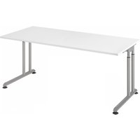 ZENO 19 S | Schreibtisch - 180 x 80 höhenverstellbar Weiß/Silber