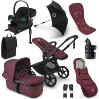 Bugaboo Fox 5 Renew, Cybex Aton B2 + Accessories- Dark Cherry - With Parasol