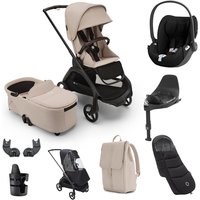 Bugaboo Dragonfly Cloud T, Base T + Accessory Travel System- Desert Taupe - Sepia Black Footmuff- Midnight Black