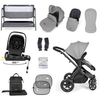 Ickle Bubba Stomp Luxe Nimbus 180° Spin I-Size Travel System & Home 14 Piece Bundle - Pearl Grey