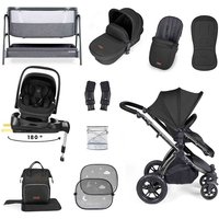 Ickle Bubba Stomp Luxe Nimbus 180° Spin I-Size Travel System & Home 14 Piece Bundle - Midnight