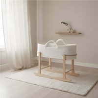 Clair De Lune Crochet Moses Basket + Rocking Stand- White