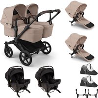 Bugaboo Donkey 6 Twin + Nuna PIPA URBN Travel System- Desert Taupe Melange - Without Accessoires