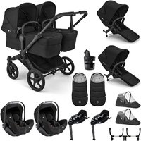 Bugaboo Donkey 6 Twin + Joie i-Level Travel System- Heritage Black - With Accessories