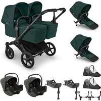 Bugaboo Donkey 6 Twin + Joie i-Snug 2 Travel System- Fern Green - With Accessories