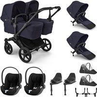 Bugaboo Donkey 6 Twin + Cybex Cloud T Travel System- Deep Indigo - With Accessories